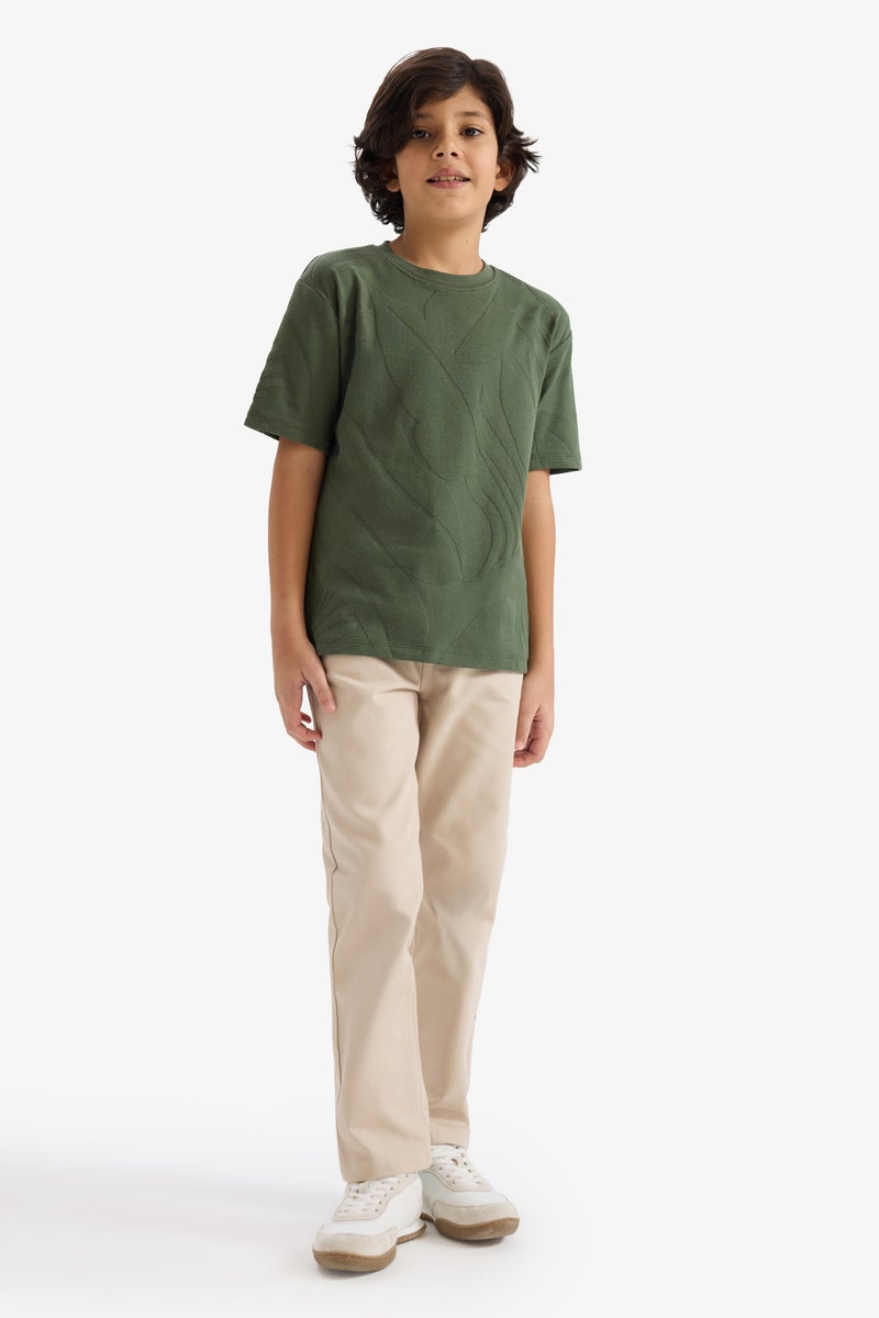 DeFacto Green Boy Boy Regular Fit Crew Neck Short Sleeve T-Shirt Casual - Image 2